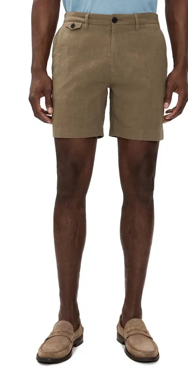 Billy Reid Slub Cotton Moore Shorts 7 Moss Green