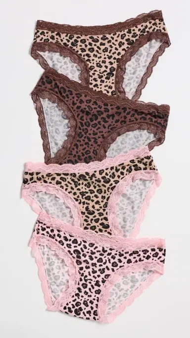 Stripe & Stare Original Knicker Panties 4 Pack Peach atte eopard | Thumbnail 2