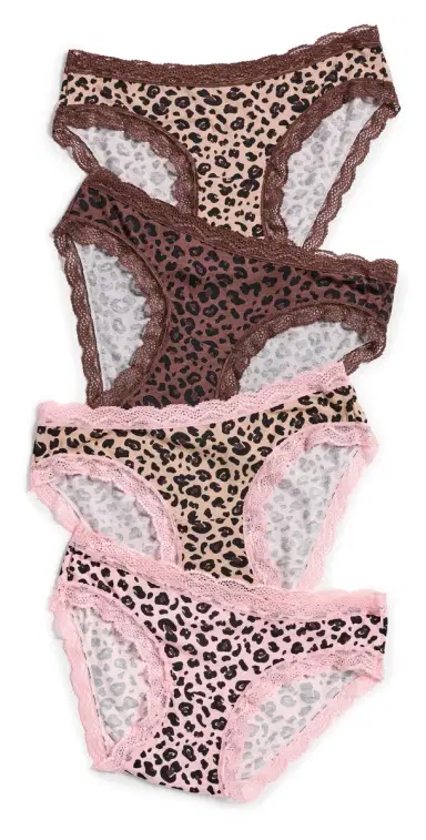 Stripe & Stare Original Knicker Panties 4 Pack Peach atte eopard | Thumbnail 1