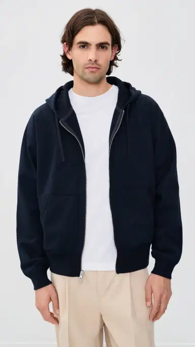 REIGNING CHAMP Midweight Terry Relaxed Zip Hoodie Navy | Thumbnail 2 REIGNING CHAMP Midweight Terry Relaxed Zip Hoodie Navy | Thumbnail 2