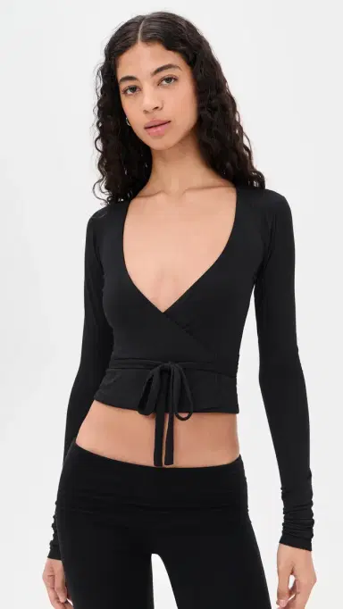 ÉTERNE Soft Jersey Wrap Top | Thumbnail 2