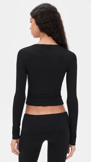 ÉTERNE Soft Jersey Wrap Top | Thumbnail 3