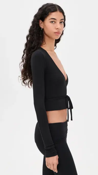 ÉTERNE Soft Jersey Wrap Top | Thumbnail 4