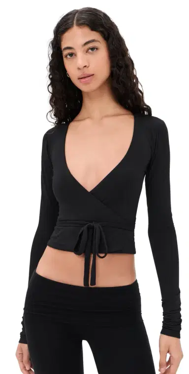 ÉTERNE Soft Jersey Wrap Top | Thumbnail 1