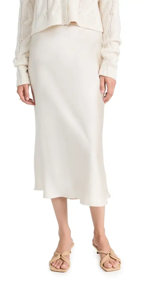 Midi Silk Skirt Gardenia