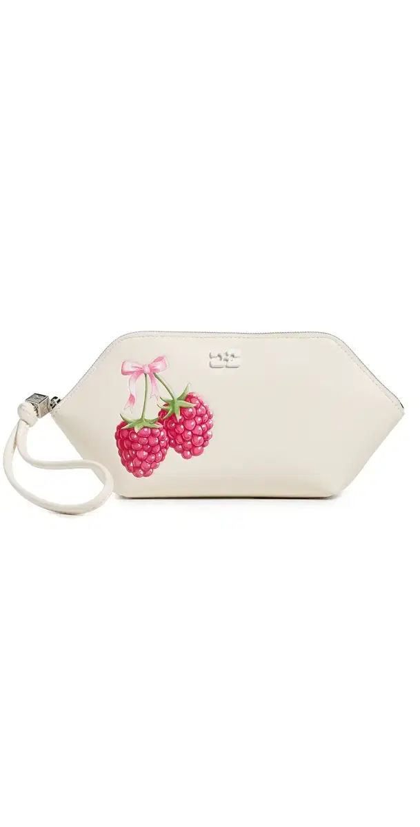 Ganni Bou Raspberry Make Up Pouch Egret One Size