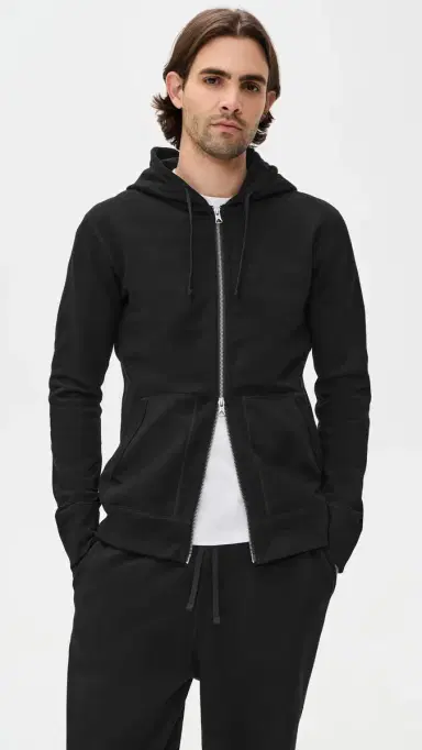 REIGNING CHAMP id-Weight Terry Slim Zip Hoodie Black | Thumbnail 2 REIGNING CHAMP id-Weight Terry Slim Zip Hoodie Black | Thumbnail 2