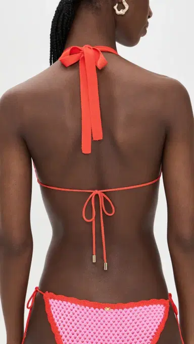 PQ Swim Wren Crochet Triangle Bikini Top Rose | Thumbnail 3