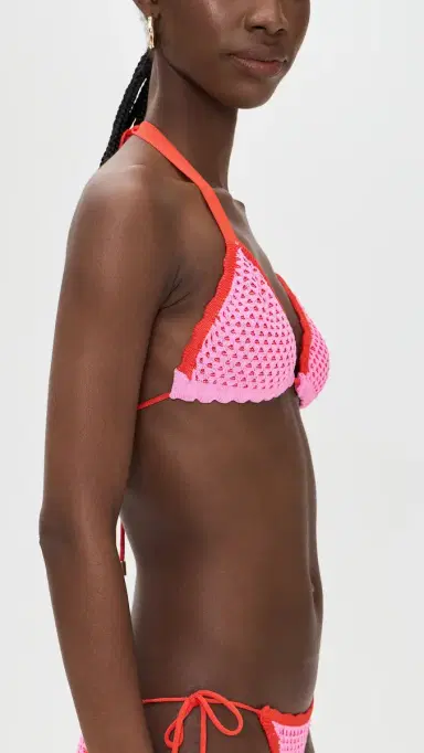 PQ Swim Wren Crochet Triangle Bikini Top Rose | Thumbnail 4