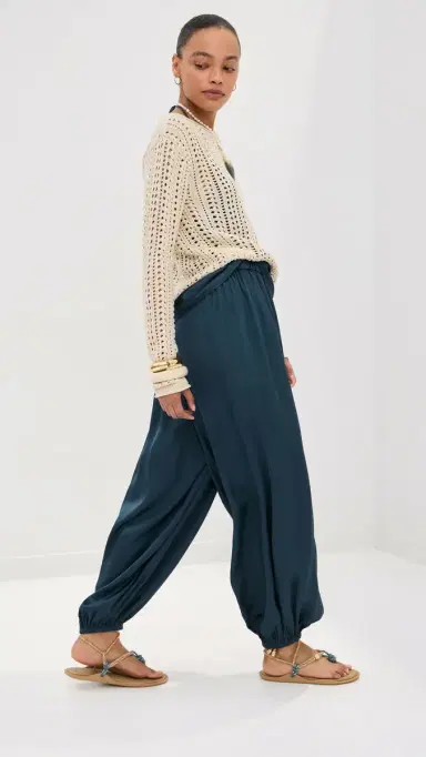 LE BOP Hunter Satin Balloon Pants Navy | Thumbnail 4