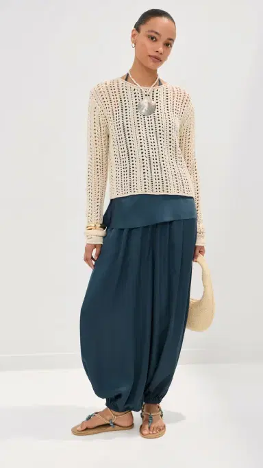 LE BOP Hunter Satin Balloon Pants Navy | Thumbnail 5