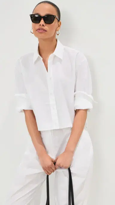 LE BOP Felicity Boxy Cropped Poplin Button Down Shirt | Thumbnail 2 LE BOP Felicity Boxy Cropped Poplin Button Down Shirt | Thumbnail 2