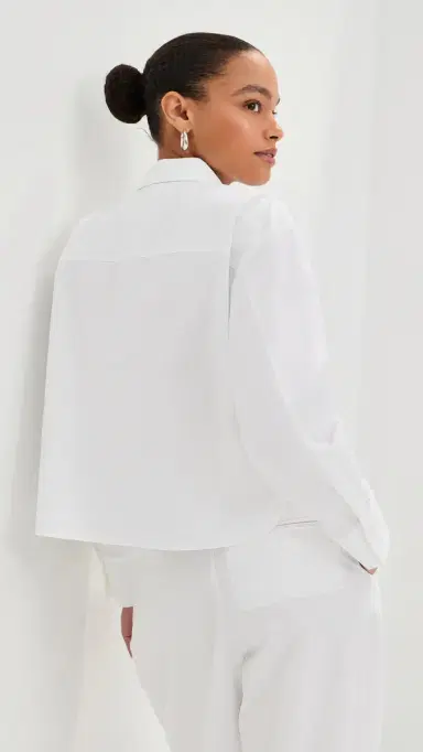 LE BOP Felicity Boxy Cropped Poplin Button Down Shirt | Thumbnail 3 LE BOP Felicity Boxy Cropped Poplin Button Down Shirt | Thumbnail 3