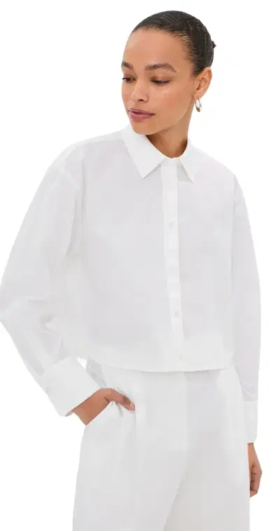 LE BOP Felicity Boxy Cropped Poplin Button Down Shirt | Thumbnail 1 LE BOP Felicity Boxy Cropped Poplin Button Down Shirt | Thumbnail 1