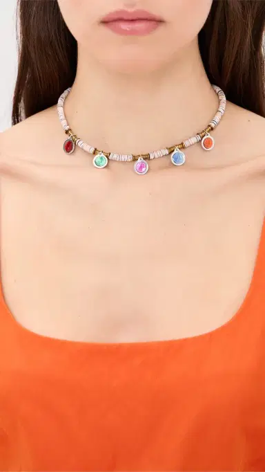 Hijas de Puka Fe Multi Necklace Rose Grey One Size | Thumbnail 3
