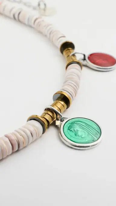 Hijas de Puka Fe Multi Necklace Rose Grey One Size | Thumbnail 4
