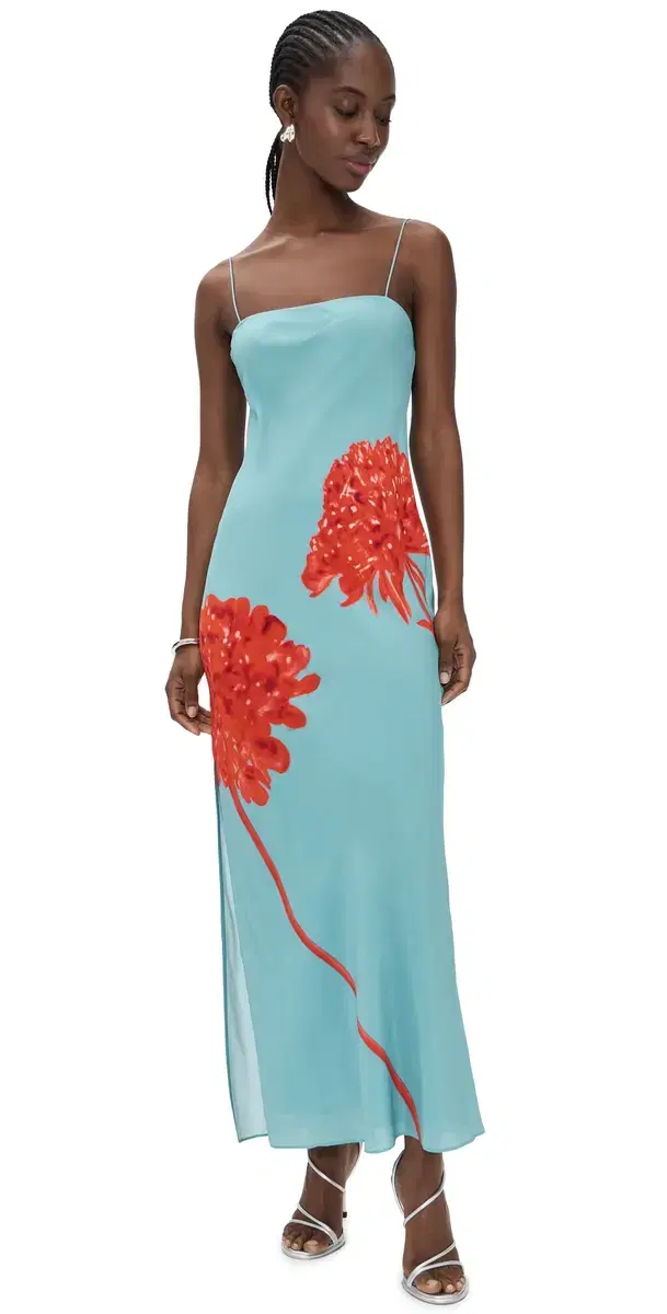 Amelie Silk Slip Dress Flore