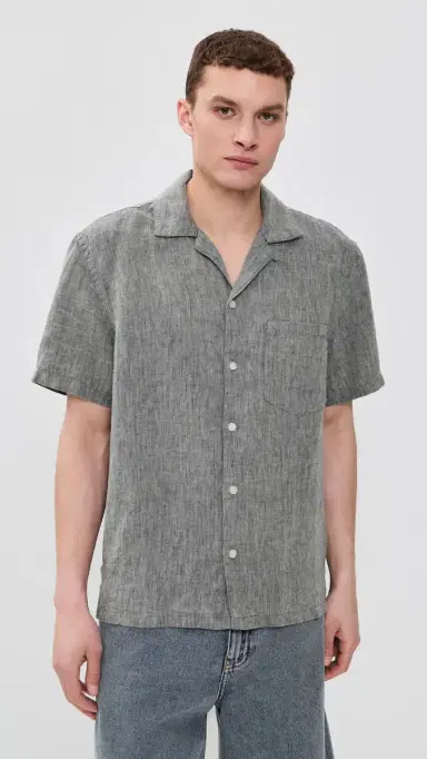Madewell Short Sleeve Linen Top Dark Chambray | Thumbnail 2 Madewell Short Sleeve Linen Top Dark Chambray | Thumbnail 2