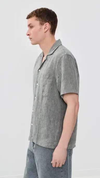 Madewell Short Sleeve Linen Top Dark Chambray | Thumbnail 4 Madewell Short Sleeve Linen Top Dark Chambray | Thumbnail 4