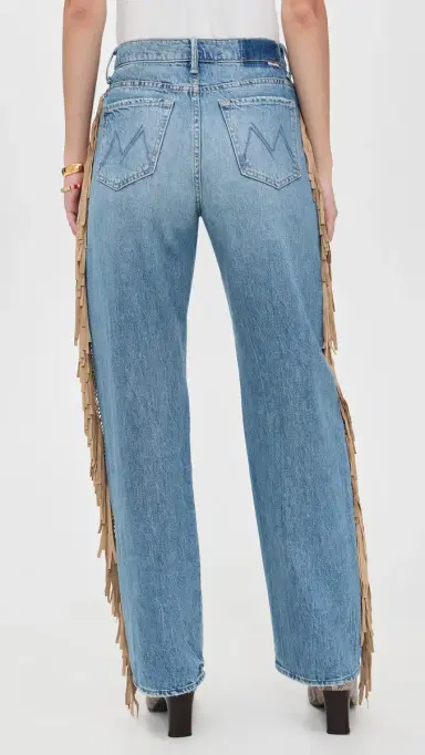 Mother Fringe Half Pipe Button Sneak Jeans Folk Star | Thumbnail 3 Mother Fringe Half Pipe Button Sneak Jeans Folk Star | Thumbnail 3