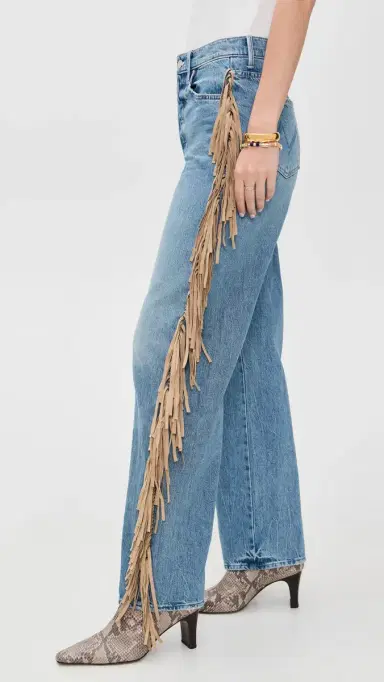 Mother Fringe Half Pipe Button Sneak Jeans Folk Star | Thumbnail 4 Mother Fringe Half Pipe Button Sneak Jeans Folk Star | Thumbnail 4