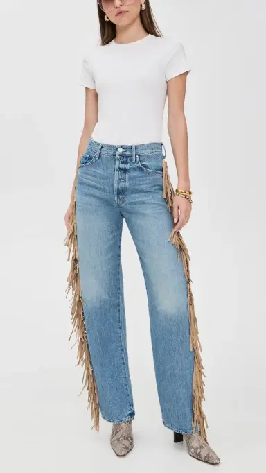 Mother Fringe Half Pipe Button Sneak Jeans Folk Star | Thumbnail 5 Mother Fringe Half Pipe Button Sneak Jeans Folk Star | Thumbnail 5