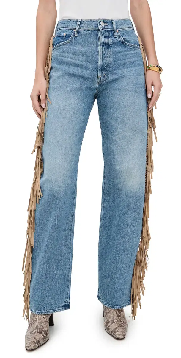 Mother Fringe Half Pipe Button Sneak Jeans Folk Star