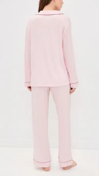 Eberjey Gisele Long Pajamas et Pale Pink/Fig | Thumbnail 3