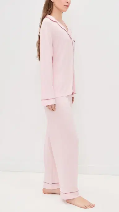Eberjey Gisele Long Pajamas et Pale Pink/Fig | Thumbnail 4
