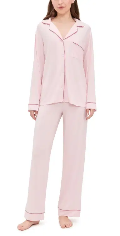 Eberjey Gisele Long Pajamas et Pale Pink/Fig | Thumbnail 1