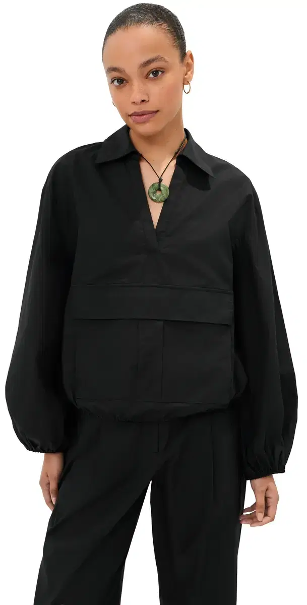 Tate Poplin Pullover Black