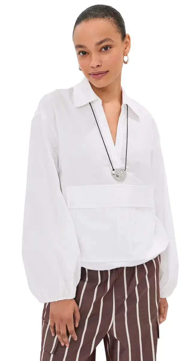 Tate Poplin Pullover White Tate Poplin Pullover White