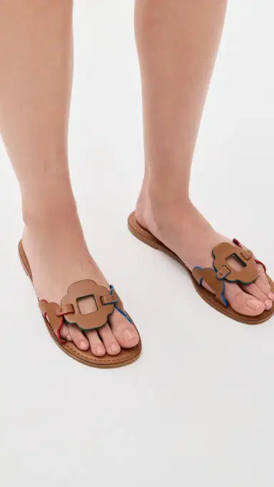 Larroudé Margherita Slides Caramel Leather | Thumbnail 3