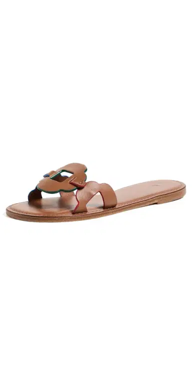Larroudé Margherita Slides Caramel Leather | Thumbnail 1