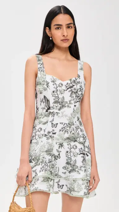 ALICE + OLIVIA Miriam Sweetheart Drop Waist Tiered Mini Dress Daybreak | Thumbnail 2 ALICE + OLIVIA Miriam Sweetheart Drop Waist Tiered Mini Dress Daybreak | Thumbnail 2