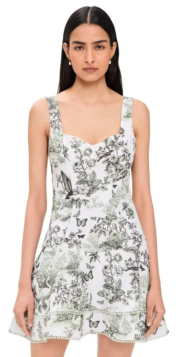 ALICE + OLIVIA Miriam Sweetheart Drop Waist Tiered Mini Dress Daybreak