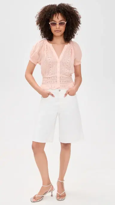 ALICE + OLIVIA Kathryn Lace Trim Blouse English Rose | Thumbnail 5 ALICE + OLIVIA Kathryn Lace Trim Blouse English Rose | Thumbnail 5