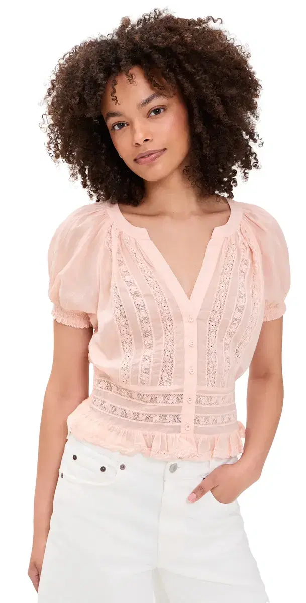 Kathryn ace Trim Blouse English Rose
