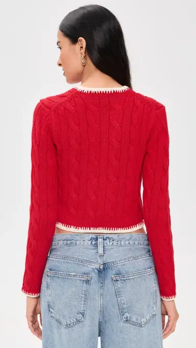 Polo Ralph Lauren Cable Knit Cardigan Cruise Red | Thumbnail 3