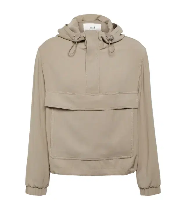 AMI PARIS Hooded half-zip twill jacket