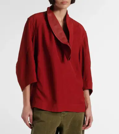 Bottega Veneta Leather-trimmed blouse | Thumbnail 3 Bottega Veneta Leather-trimmed blouse | Thumbnail 3