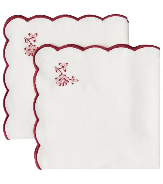 Cabana Botanica set of 2 embroidered linen napkins