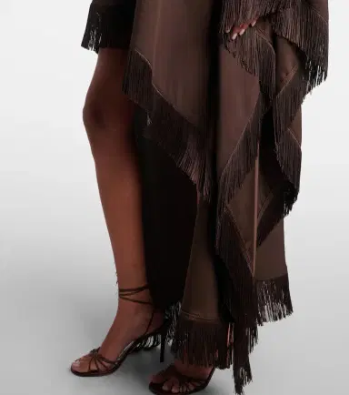 Taller Marmo California fringed satin kaftan | Thumbnail 4