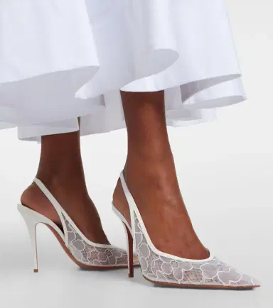 Amina Muaddi Anok lace slingback pumps | Thumbnail 5