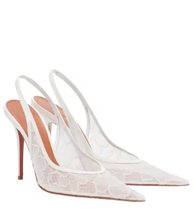 Amina Muaddi Anok lace slingback pumps | Thumbnail 1
