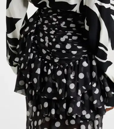 Dries Van Noten Polka-dot ruffled midi skirt | Thumbnail 4