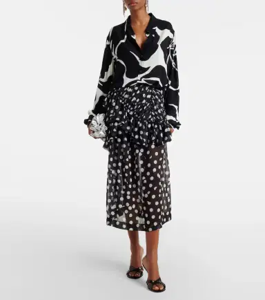 Dries Van Noten Polka-dot ruffled midi skirt | Thumbnail 5