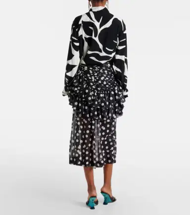 Dries Van Noten Polka-dot ruffled midi skirt | Thumbnail 6
