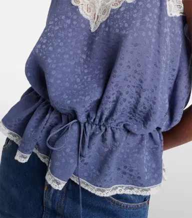 Chloé Chloé Lace-trimmed silk jacquard camisole | Thumbnail 2 Chloé Chloé Lace-trimmed silk jacquard camisole | Thumbnail 2