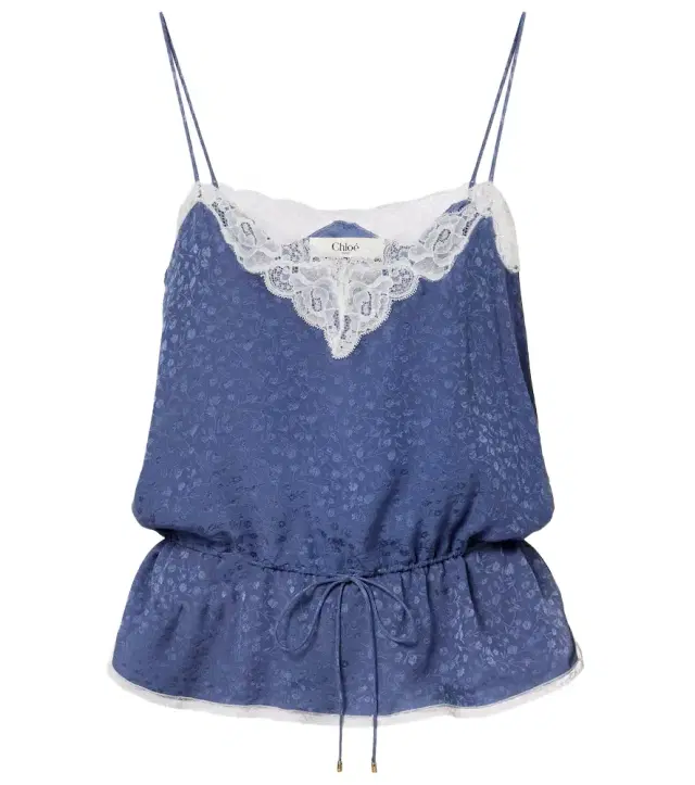 Chloé Lace-trimmed silk jacquard camisole